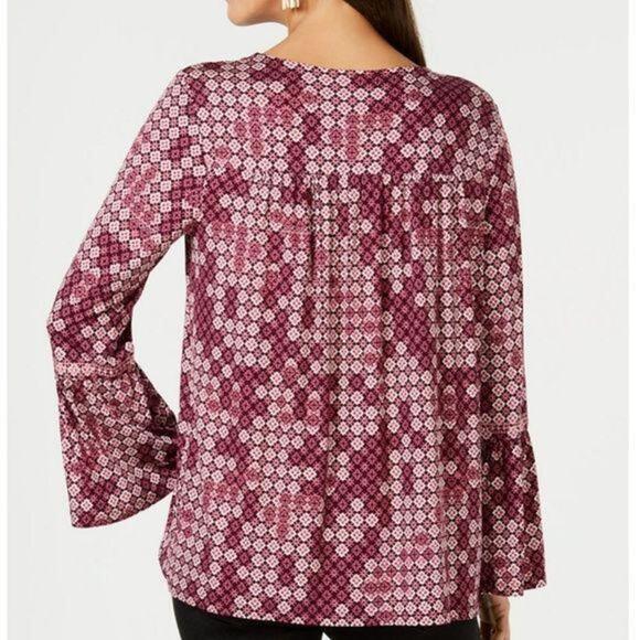 Style & Co Printed Embroidered Peasant Top Tiled Embrace PM - Picture 3 of 8